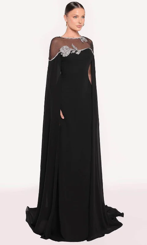 Stretch Design Tarik Ediz 98807 - Cape Trumpet Evening Gown