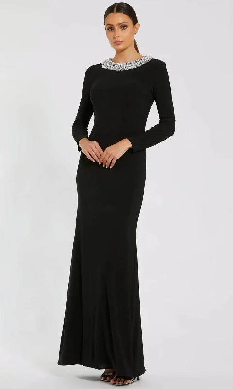 Personalized Series Ieena Duggal 49951 - Long Sleeve Beaded Neckline Evening Gown