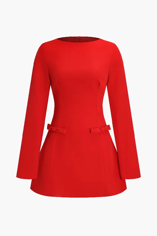 Versatile Items Bow Long Sleeve Mini Dress