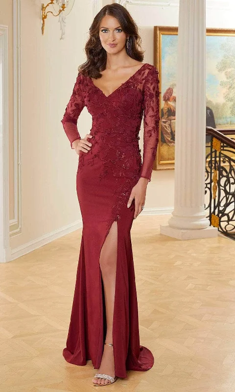 Double-sided Wear MGNY By Mori Lee 72736 - V-Neck Sequin Lace Evening Gown