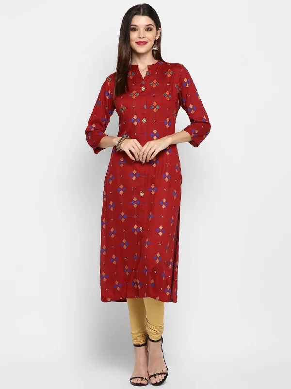 Eye-catching Personality Women's Maroon Kurta By Vbuyz- (1Pc Set)