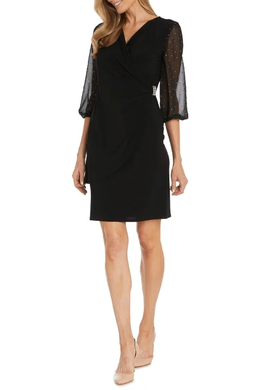 Comfortable Series R&M Richards 1531 - Studded Sleeve Short Dress