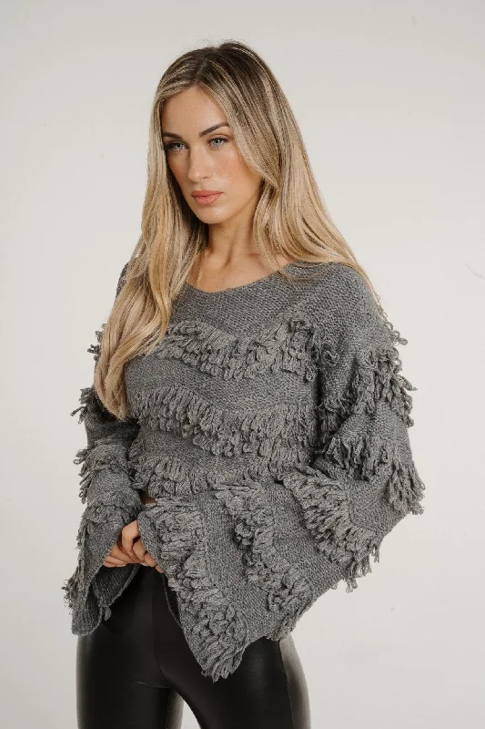 Simple Matching Paige Textured Crop Jumper In Grey