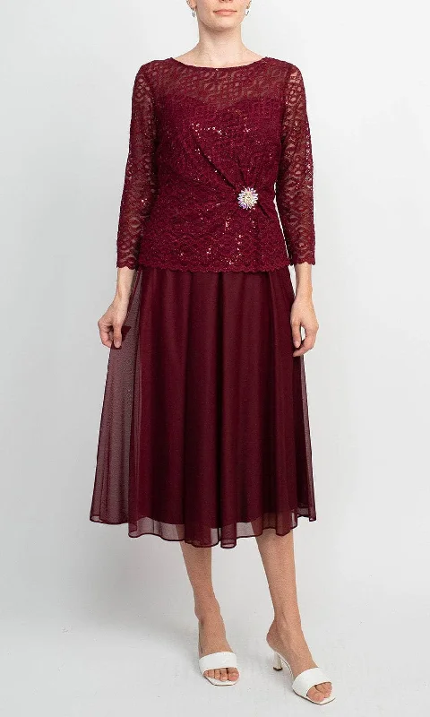 Noble And Elegant Cachet 60432 - Embroidered Bateau Neck Dress