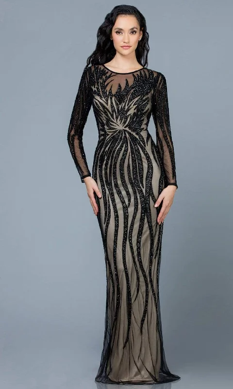 Fashionable And Versatile SCALA - 60189 Sequin Embellished Illusion Scoop Dress