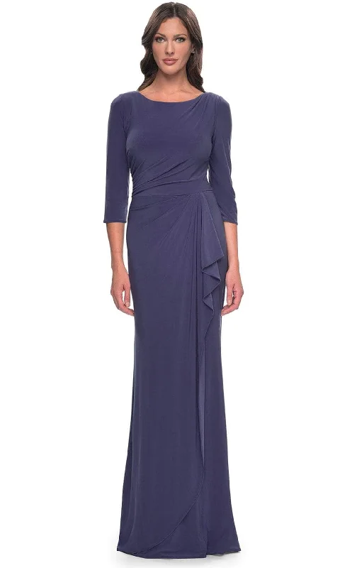 Fashionable In The Times La Femme 30814SC - Jersey Quarter Sleeve Evening Dress