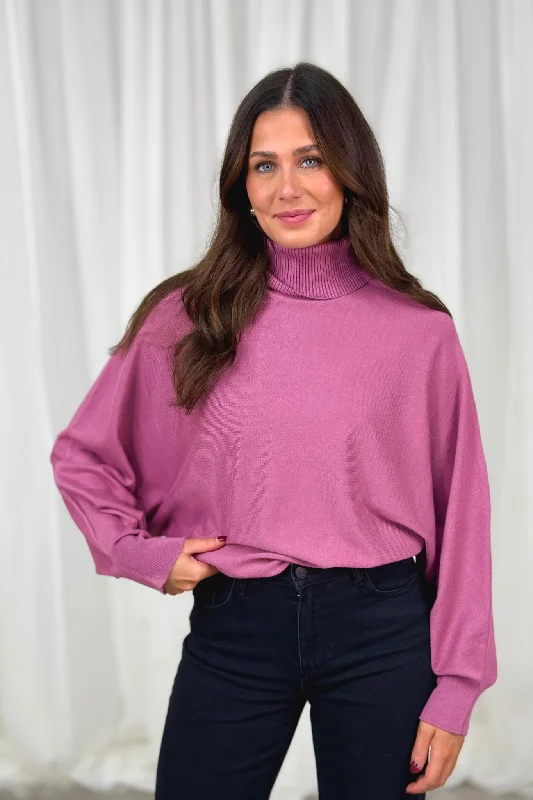 Celebrity Must-have Frankie Polo Neck Jumper In Rose Pink