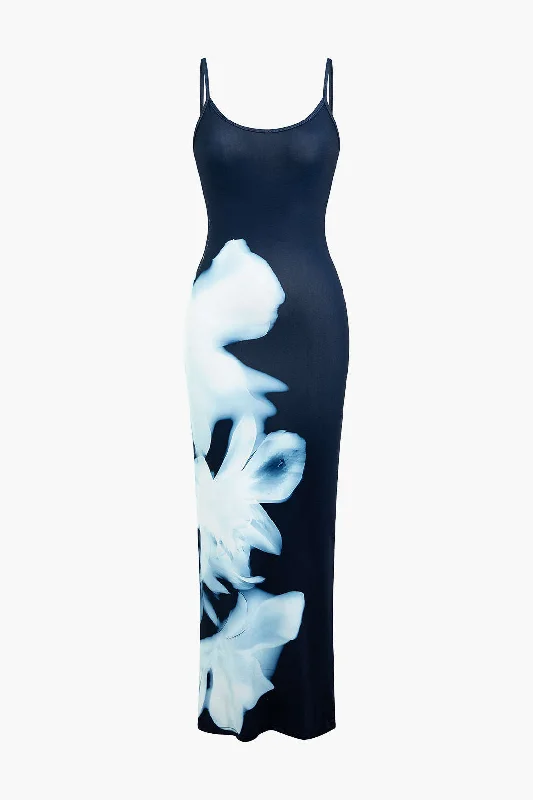 Avant-garde Design Floral Print Slip Maxi Dress