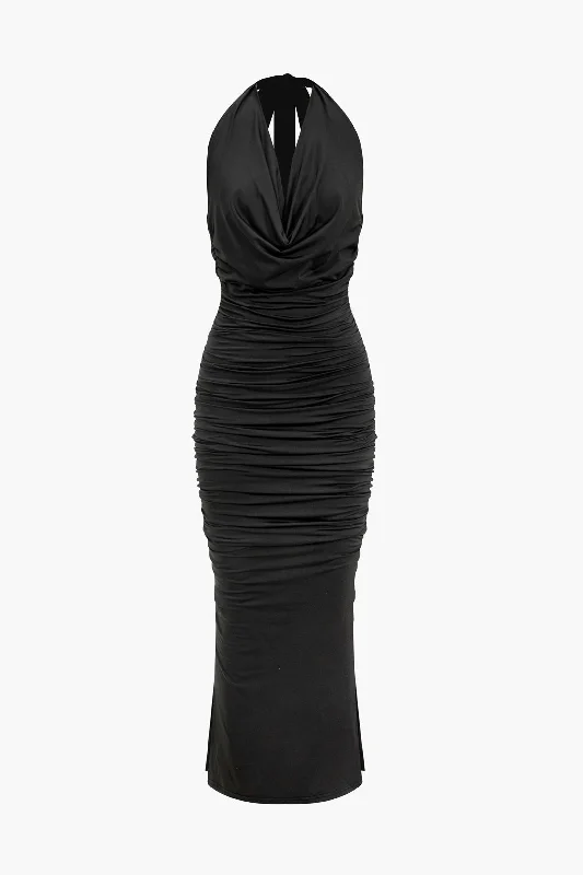 Personalized Series Draped Cowl Neck Sleeveless Maxi Dress