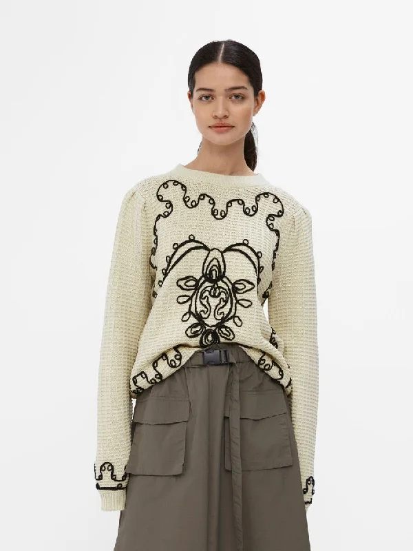 Modern City CHIO EMBROIDERED KNIT JUMPER (SANDSHELL/BLACK)