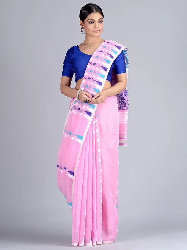 Fashionable Items Women's Pink Handloom Jamdani Saree - Sajasajo