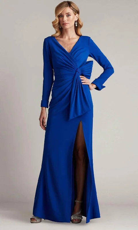 Exquisite Tailoring Tadashi Shoji BOS24469L - Draped V-Neck Evening Gown