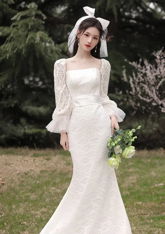 Basic Version Elegant Lace Long-sleeve Mermaid Wedding Dress      S5436