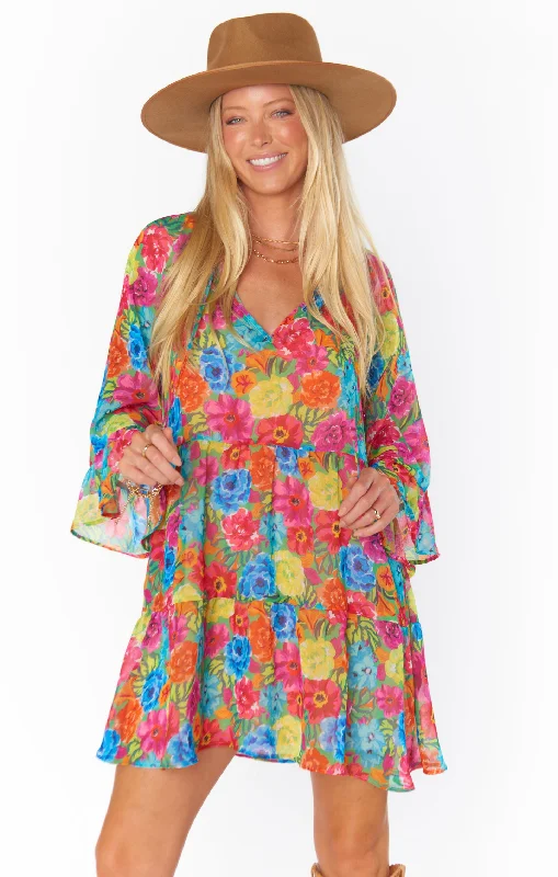 Lazy Home Viola Mini Dress ~ Bright Floral Soiree