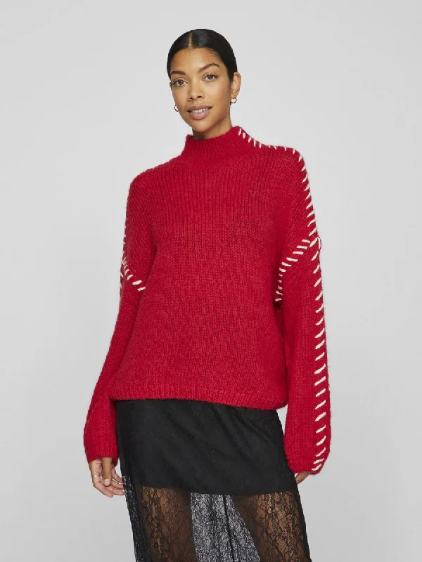 Sweet Style Hoca Turtle Neck Jumper (Cherry/White)