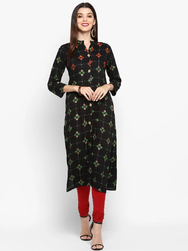 Luxury And Elegant Women's Black Rayon Kurta By Vbuyz (1Pc)