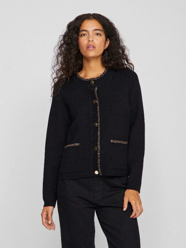 Street Charm Selena Glitter Knit Cardigan (Black Beauty/Gold Glitter)