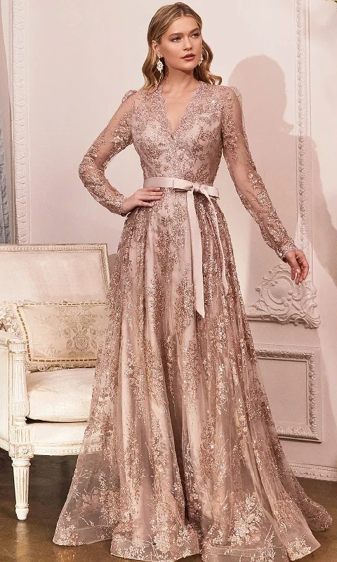 Fashionable And Versatile Cinderella Divine CD233 - Long Sleeve V-neck Gown