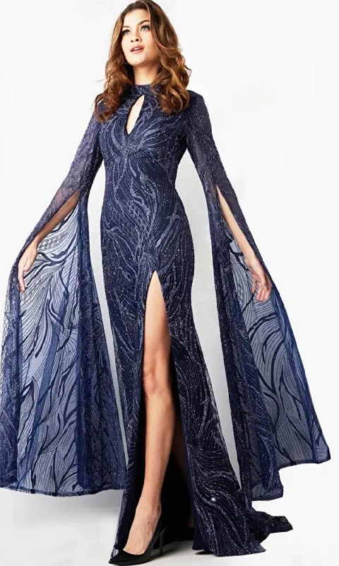 Stretch Design Jovani 26092 - Embellished Long Sleeve Prom Gown