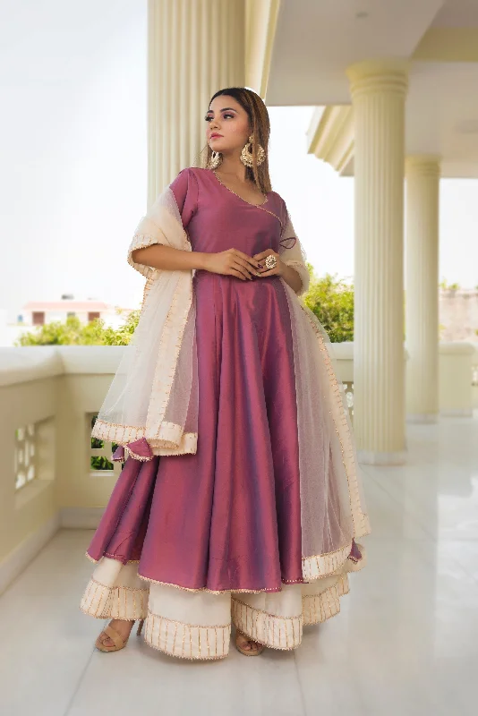 Fashion Must-have Women's Cotton Silk Purple Angrakha - Pomcha Jaipur