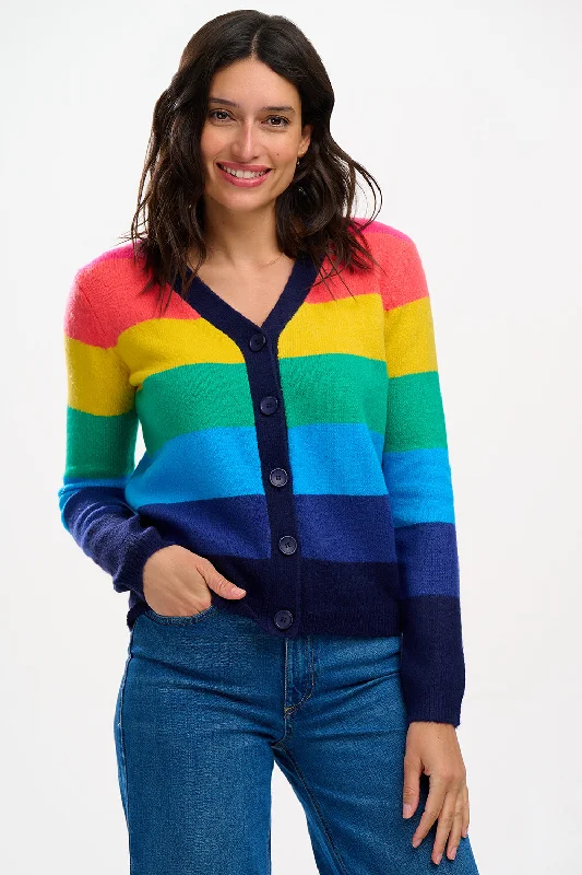 Comfortable And Casual Izzy Cardigan (Rainbow Stripes)