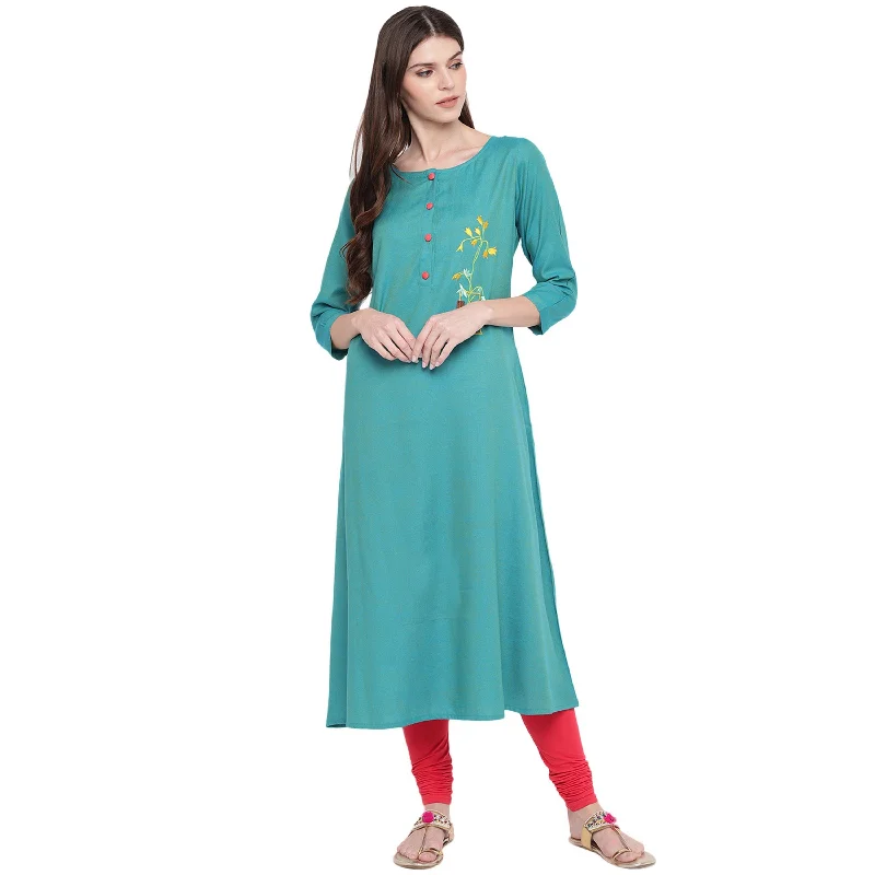 New Autumn And Winter Styles Women's Sky Blue Rayon Kurta By Vbuyz (1Pc)