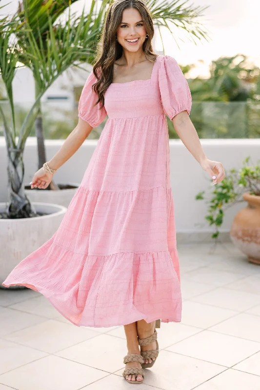 Age-reducing Style Think About It Mauve Pink Midi Dress