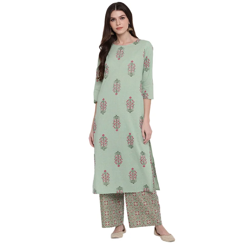 Youthful Street Fashion Women's Light Green Cotton Kurta By Vbuyz (1Pc)