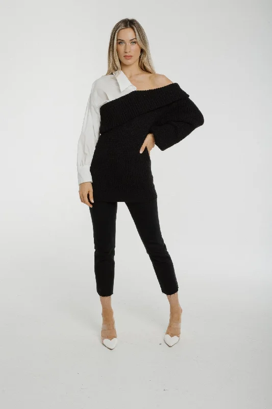 Goddess Style Lila Contrast Jumper In Black