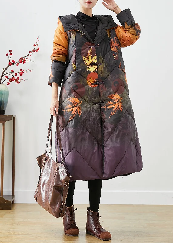 Youthful Vitality DIY Orange Tie Dye Chinese Button Duck Down Winter Coats