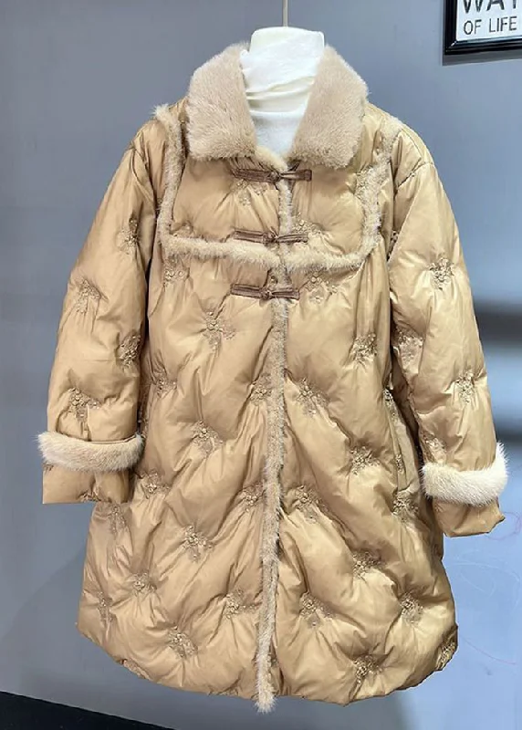 Personalized Clothing Italian Yellow Mink Hair Patchwork Duck Down Down Coat Winter