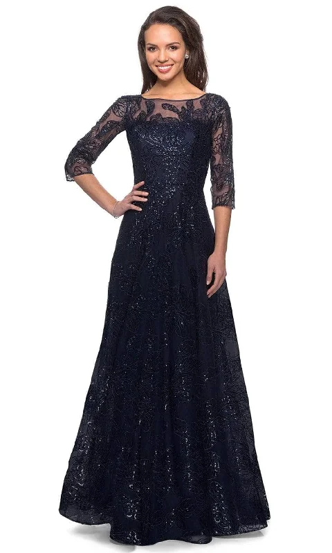 Minimal Style La Femme - Sequined Lace Formal Dress 27942SC