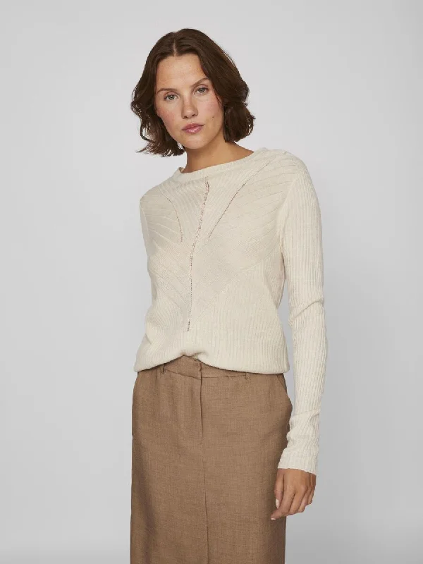 Comfortable Mind Olina O-Neck Knit Top (Super Light Natural)