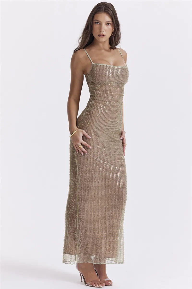 Integrated Design Sparkle Sequined Fit Maxi Dress