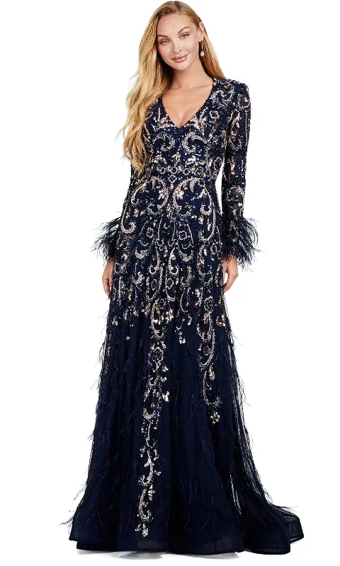 Sweet Style Ashley Lauren 11435 - Beaded Long Sleeve Evening Dress