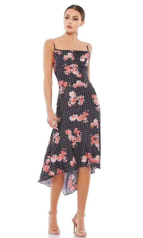 Noble And Elegant Ieena Duggal - 55392I Floral Printed Cowl Back Midi Dress