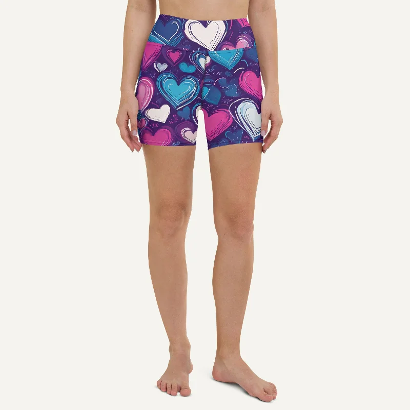 Personalized Wear Scribble Hearts High-Waisted Shorts