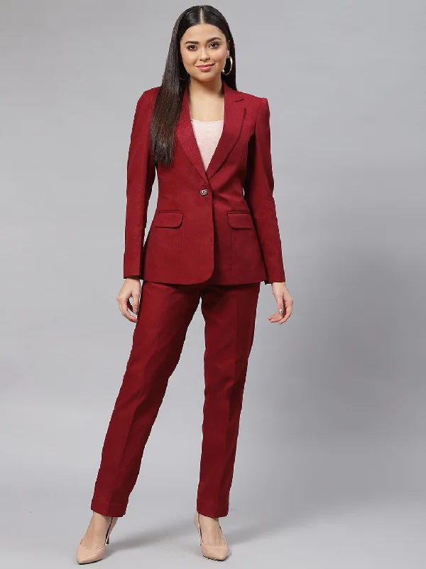 Avant-garde Design Warm Tweed Blazer - Wine Red