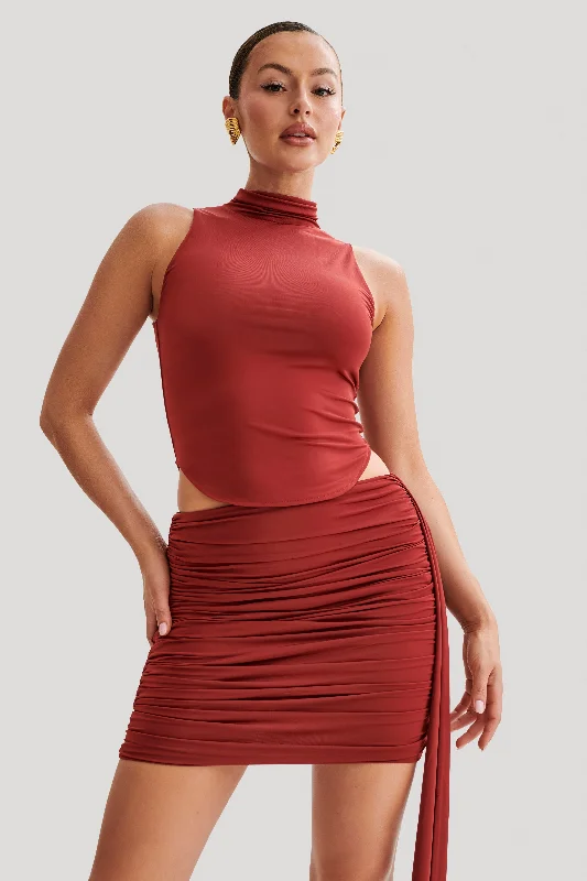 Advanced Customization Wren Slinky Turtle Neck Top - Cherry Red