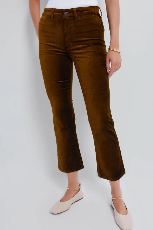 Warm Atmosphere Golden Velvet Isola Cropped Trouser