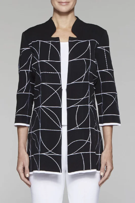 Stretch Design Abstract Long Knit Jacket