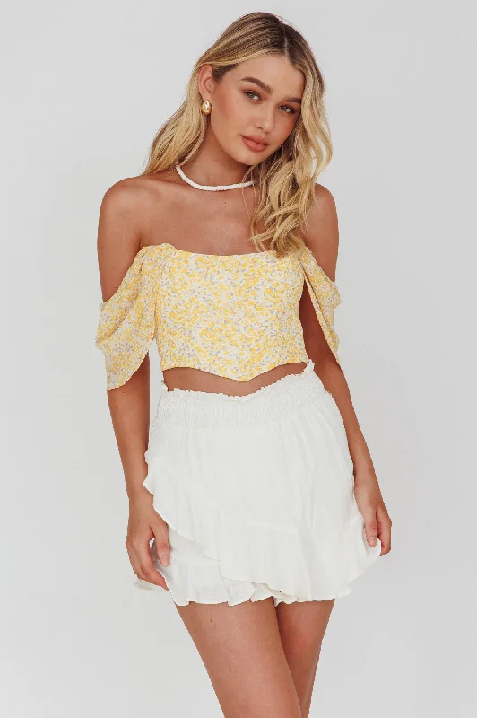 Casual And Comfortable You Got It Tied Ruffle Skort White