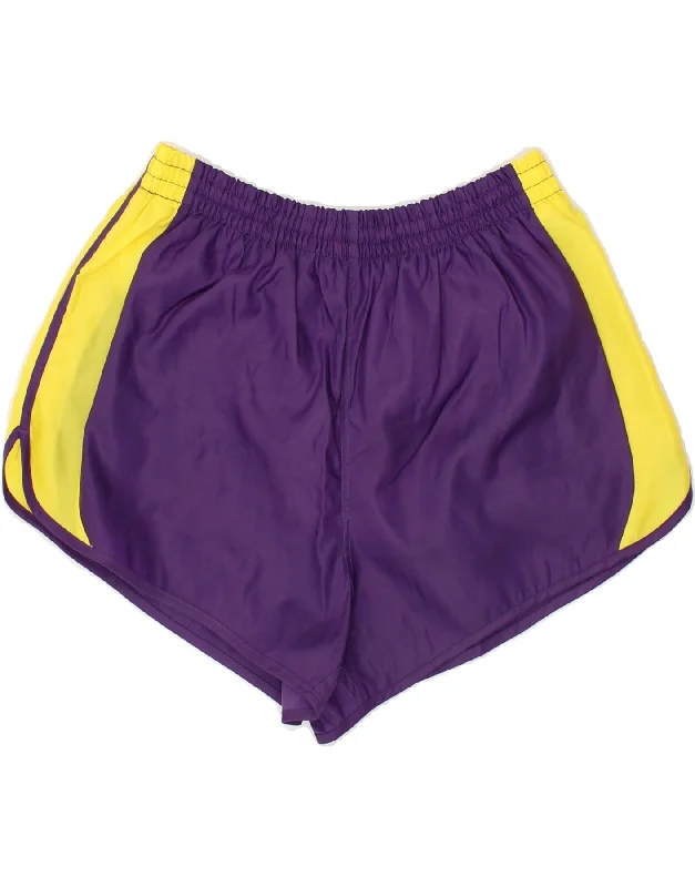 Versatile Items CRANE Womens Sport Shorts IT 46 Large Purple Colourblock Polyamide