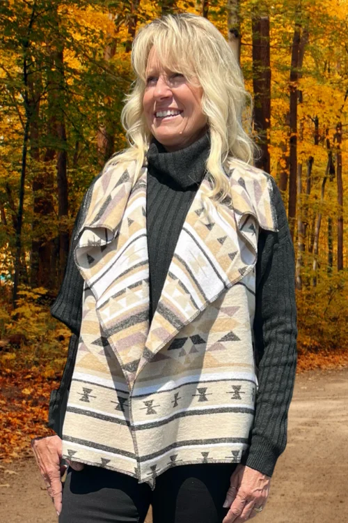 Versatile Items Navajo Open Front Blanket Wrap Vest