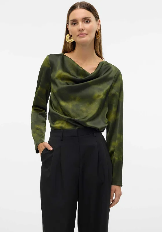 Minimal Style Vero Moda Noele Cowl Neck Top, Green