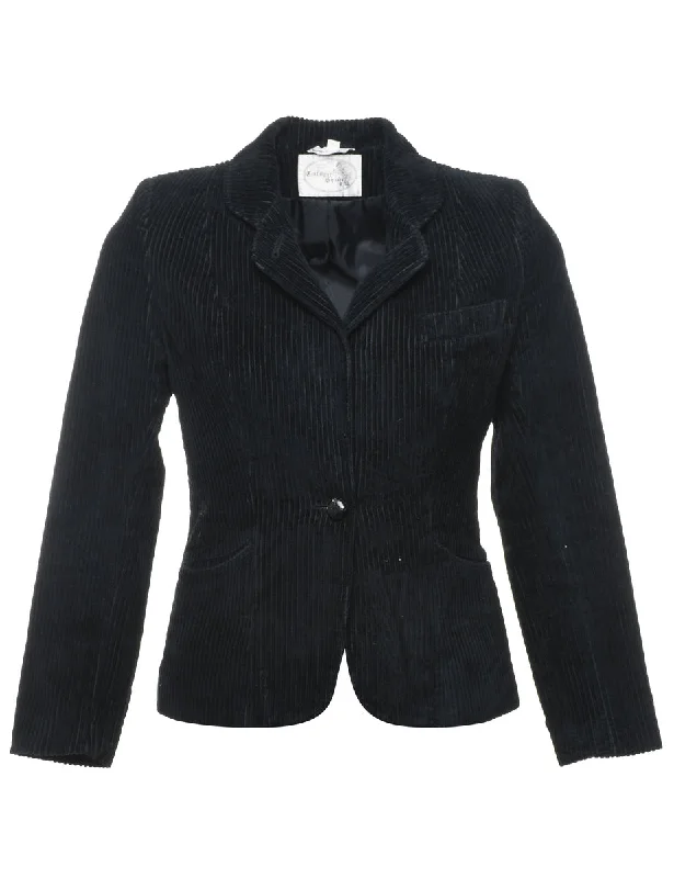 Fashion Classic Black Corduroy Blazer - S