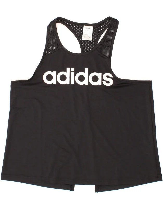 Luxury Style ADIDAS Womens Climalite Graphic Vest Top UK 20/22 XL Black Polyester