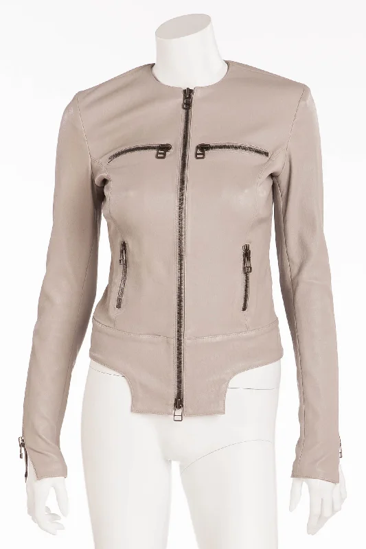 Exquisite Fabrics Thomas Wylde - Light Beige Long Sleeve Leather Jacket - IT 40