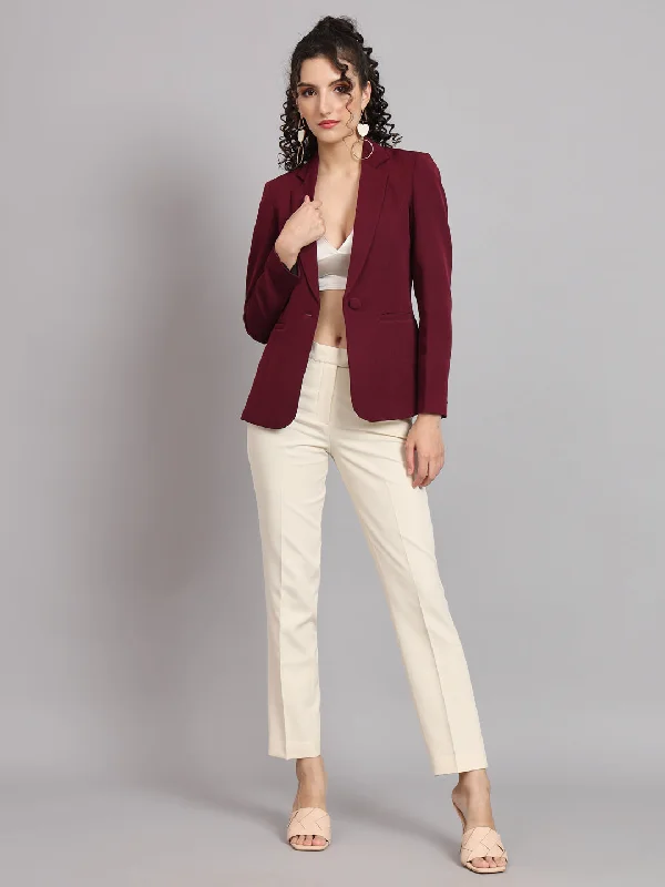 Must-have For Autumn And Winter Notched Collar  Blazer - Maroon