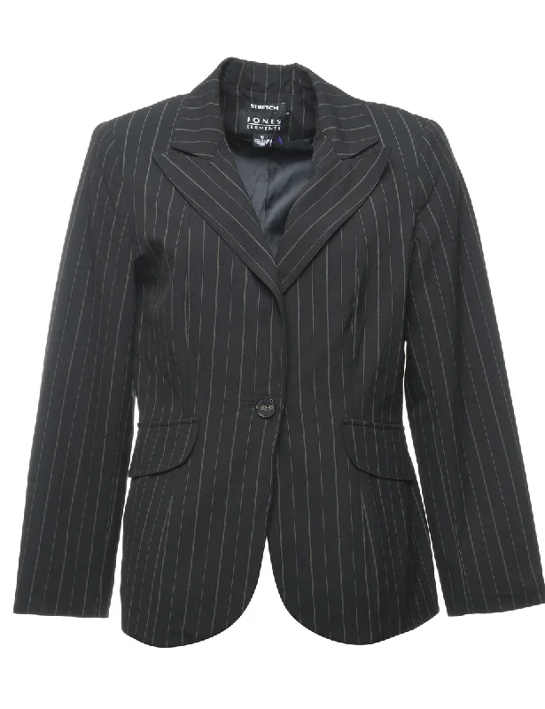 Exquisite Fabrics Black Striped Blazer - L